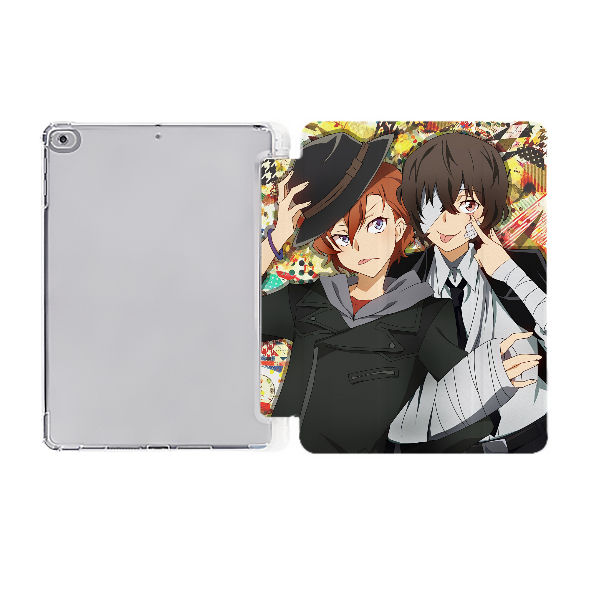 （画像用） 文豪ストレイドッグス Bungo Stray Dogs IPad ケース ペン収納付き 三つ折りスタンド PUレザー×シリコン 対応機種9.5/10.5/10.9インチ